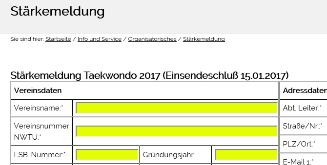 Fehlerhafte Stärkemeldung der NWTU für 2016 (Stand: 05.01.2016)